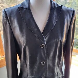 Vintage Salvatore Ferragamo Genuine Leather Blazer Jacket Women's 8